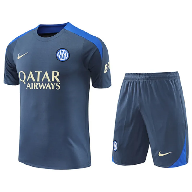 Camisa de entrenamiento + pantalones cortos del Inter Milan 2024/25 - mayorista - gris