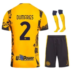 Denzel Dumfries, Maglia Bambina Inter Milan 2024/25 Terza - Gialla