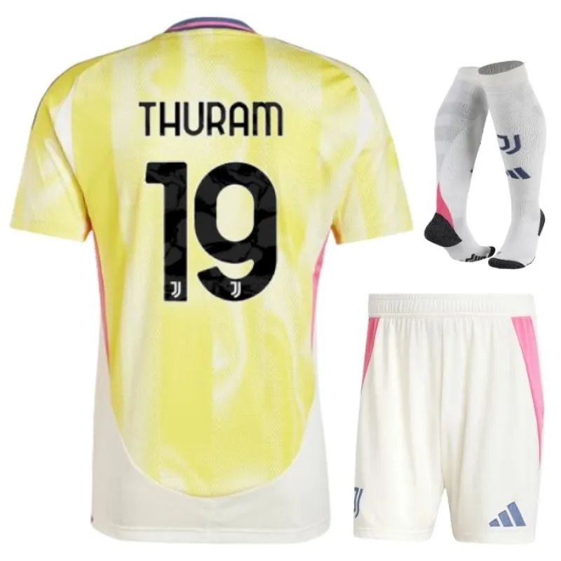 Thuram's Juventus 2024/25 Away Children's Jersey Set - Yellow