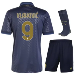 Vlahovics Juventus 2024/25 Drittes Kinderjersey - Set - Marineblau