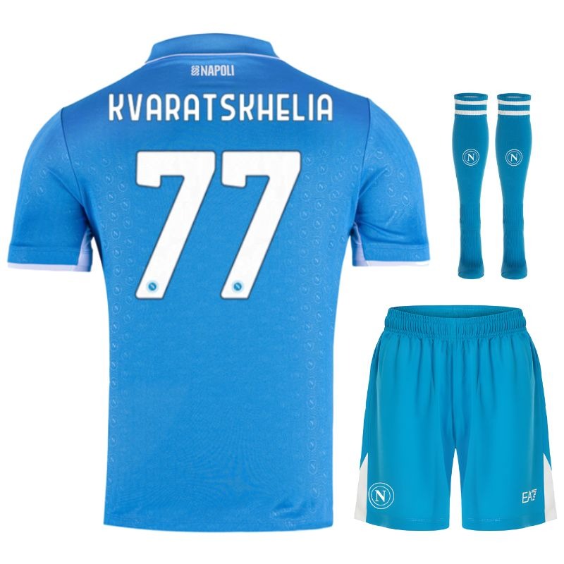 Set di maglie per bambini di casa di Napoli 2024/25 di Kvaratskhelia - Blu