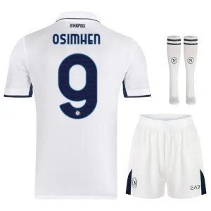 Osimhens Napoli 2024/25 Auswärts - Kids - Jersey - Set - Weiß