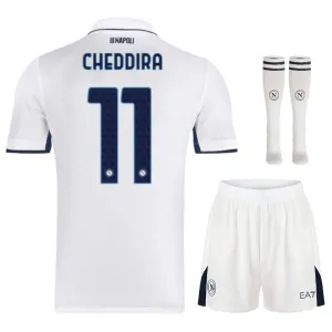 Cheddira's Napoli 2024/25 Auswärts - Kids - Jersey - Set - Weiß