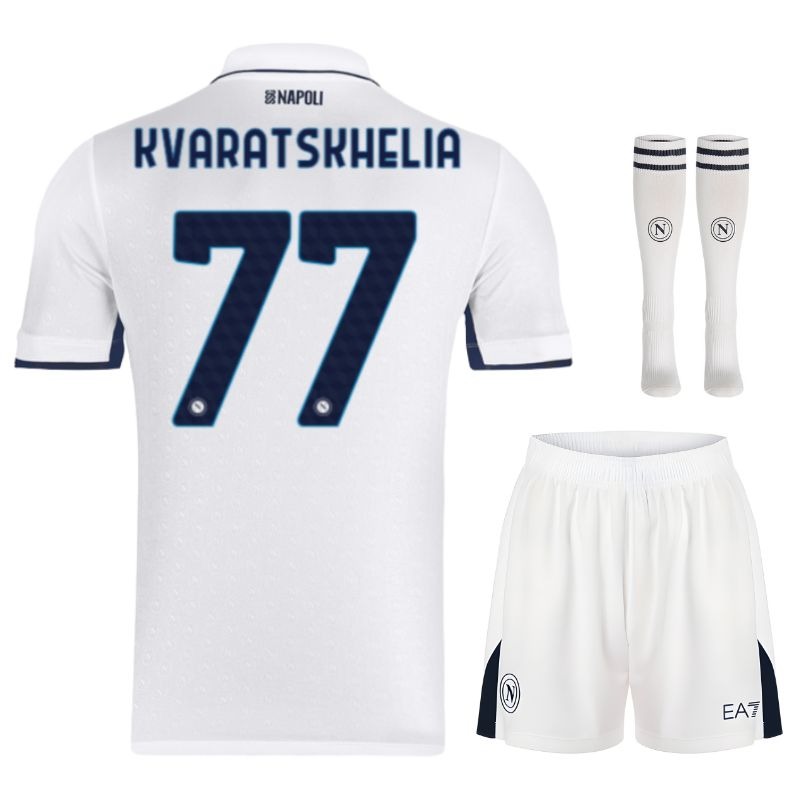 Kvaratskhelia's Napoli 2024/25 Away Kids' Jersey Set - White