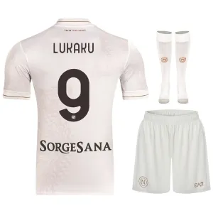 Set di maglia bambini in trasferta di LUKAKU per il Napoli 2025/26 - Beige