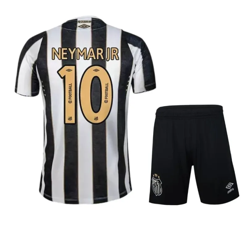 Conjunto de camiseta de viaje para niños de Santos 2024/25 de Neymar - Negra