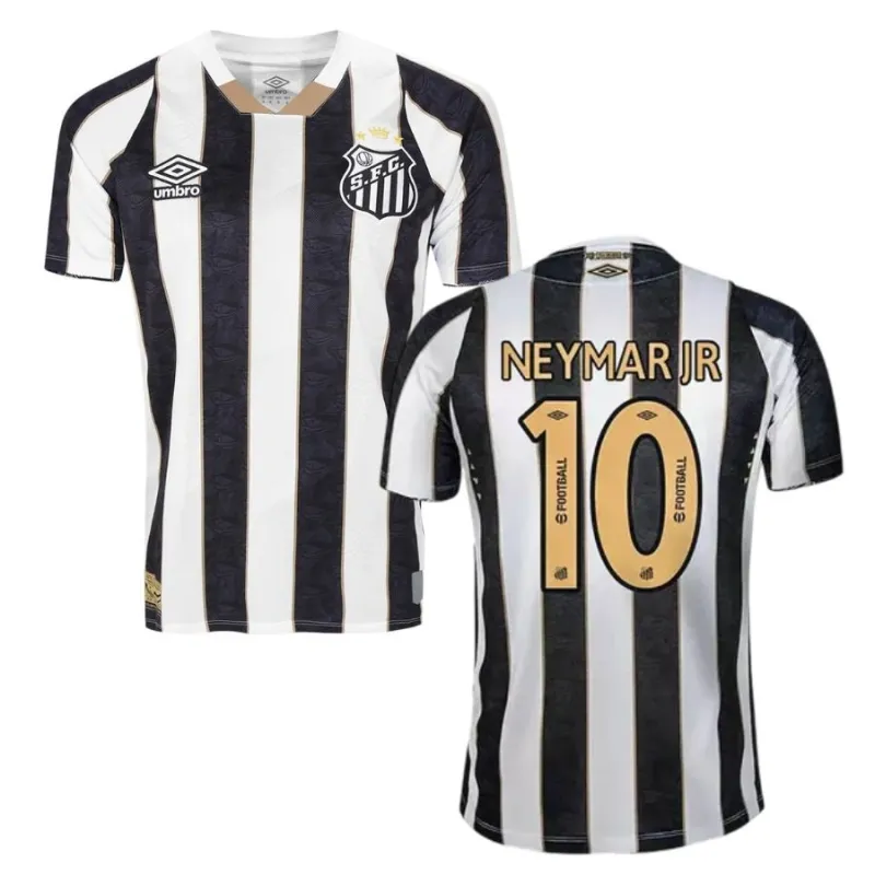 Conjunto de camiseta de viaje para niños de Santos 2024/25 de Neymar - Negra