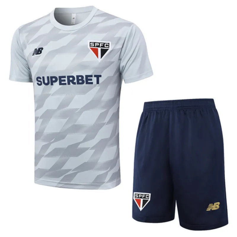 São Paulo 2024/25 Trainingsshirt + Shorts - Hellgrau