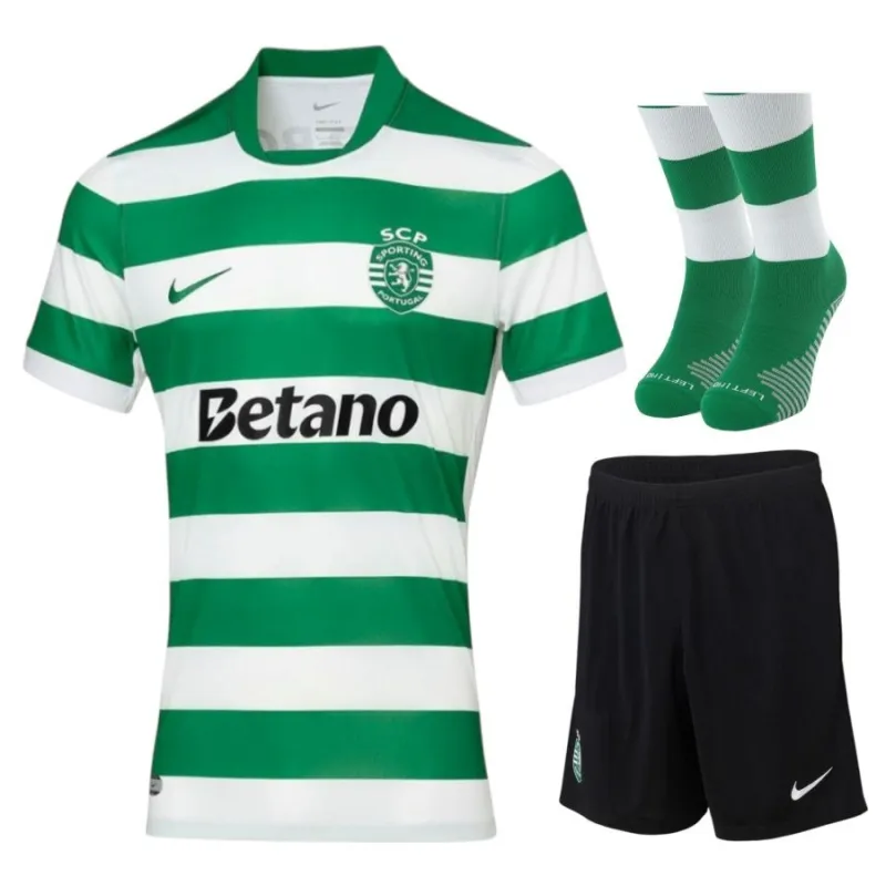 Set di maglia di casa bambini del Sporting CP 2025/26 - Verde/Bianco