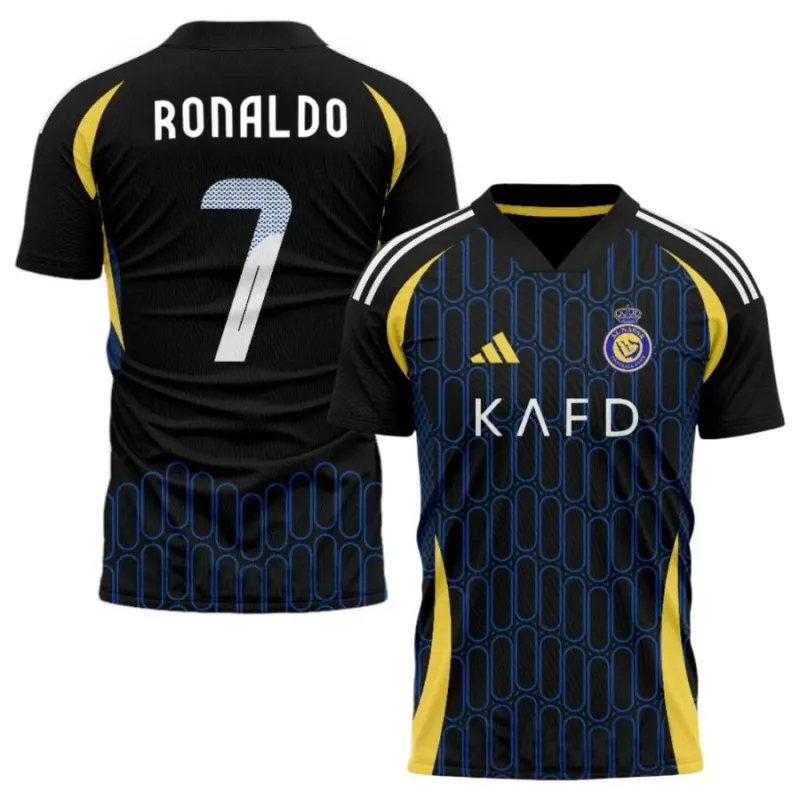 Ronaldo Al Nassr 2024/25 Auswärts-Kids-Trikot 7 - Schwarz