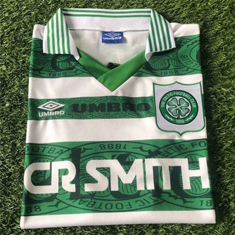 Celtic 1995 - 97 Home Retro Jersey - White/Green