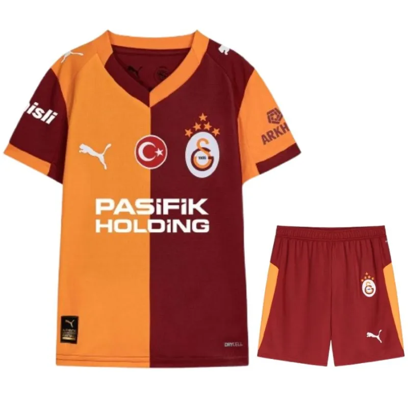 Camiseta infantil + pantalones cortos en casa del Galatasaray 2025/26 - Rojo/Naranja