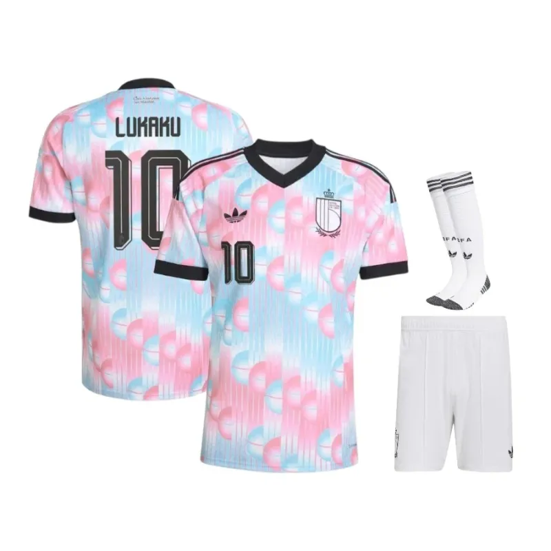 Belgium LUKAKU 2026/27 Kids Away Set Blue Pink