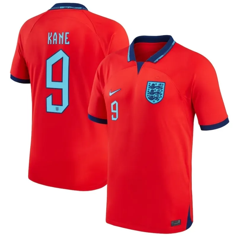 Kane's England 2022 World Cup Away Jersey - Red