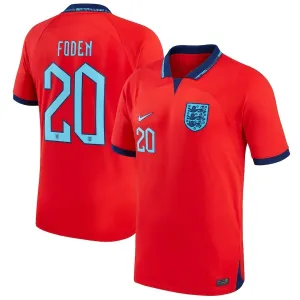 Foden's England 2022 World Cup Away Jersey - Red