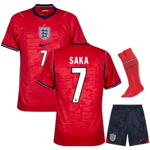 England SAKA 2026/27 Away Kids Kit Red