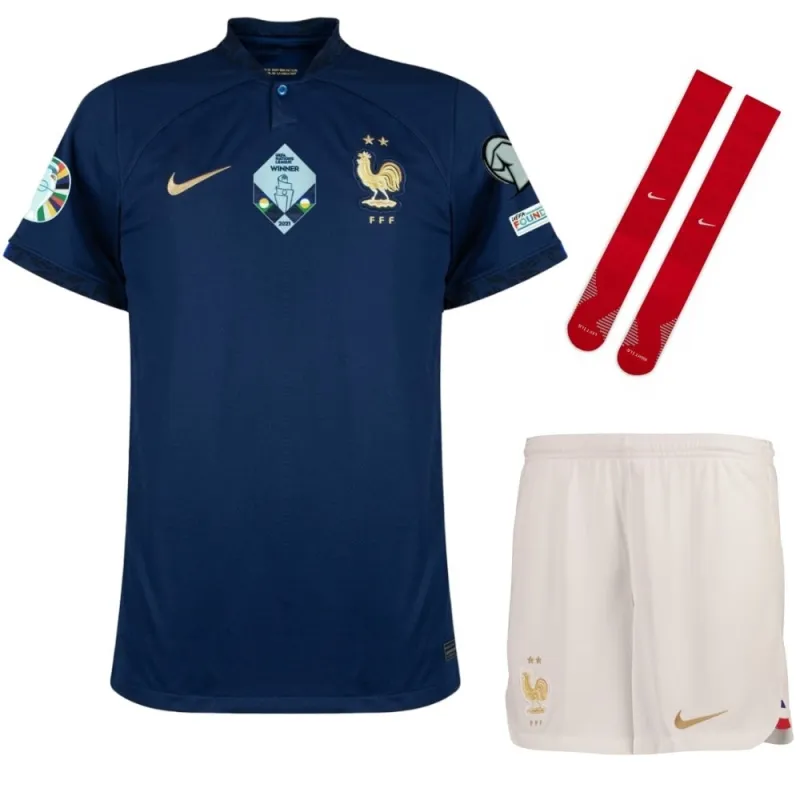 Das Kinder-Kit-Maillot der französischen Nationalmannschaft für die Europameisterschaft 2024 zu Hause - Blau