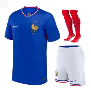 The French national team's 2024/25 home children's kit jersey - Blue