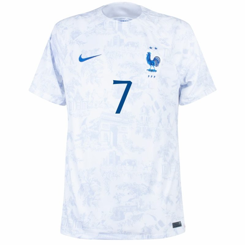 Le maillot d'extérieur de l'équipe nationale de France d'Antoine Griezmann pour la Coupe du monde 2022 - Blanc