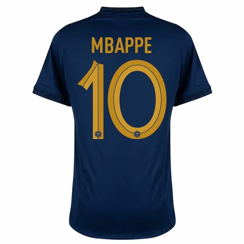Le maillot de l'équipe nationale de France de Kylian Mbappé pour la Coupe du monde 2022 à domicile - Bleu