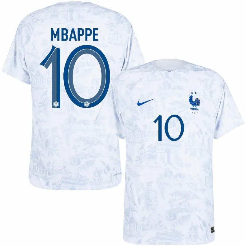 Kylian Mbappé's French national team 2022 away World Cup jersey - White