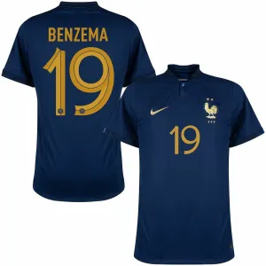 Karim Benzema's French national team 2022 home World Cup jersey - Blue