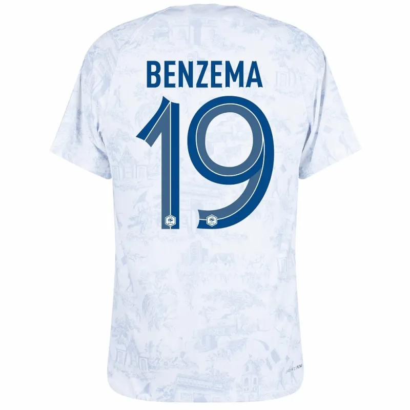 Karim Benzema's French national team 2022 away World Cup jersey - White