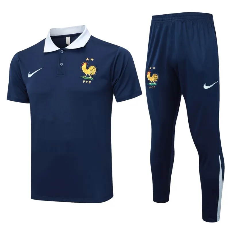 Tenue de entraînement POLO 2024/25 de l'équipe nationale française + pantalon - bleu