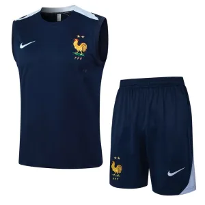 El chaleco y los pantalones cortos de la selección nacional francesa para la temporada 2024/25 - azul.