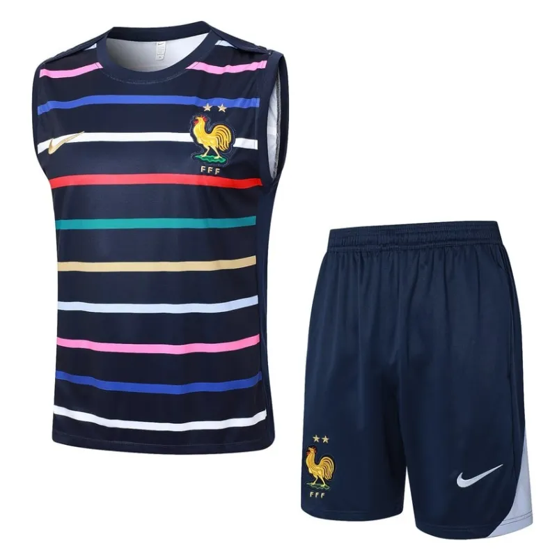 The French national team's 2024/25 vest and shorts - blue pattern.