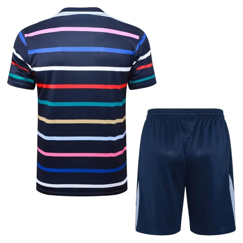 The training suit and shorts of the French national team for the 2024/25 season - blue pattern.