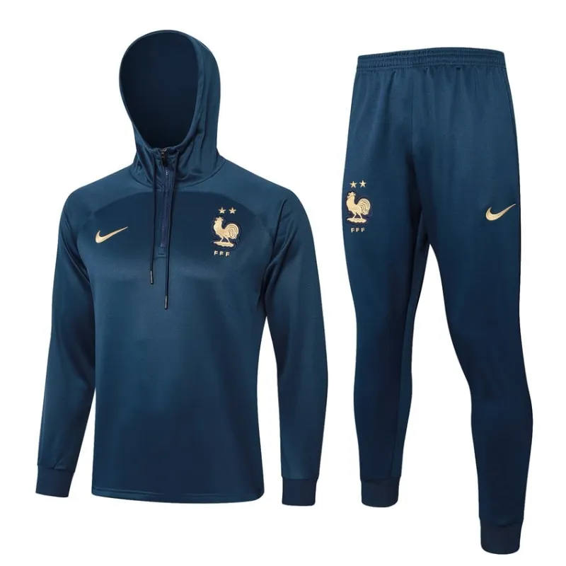 The French national team's 2024/25 hooded sportswear and pants - bright blue