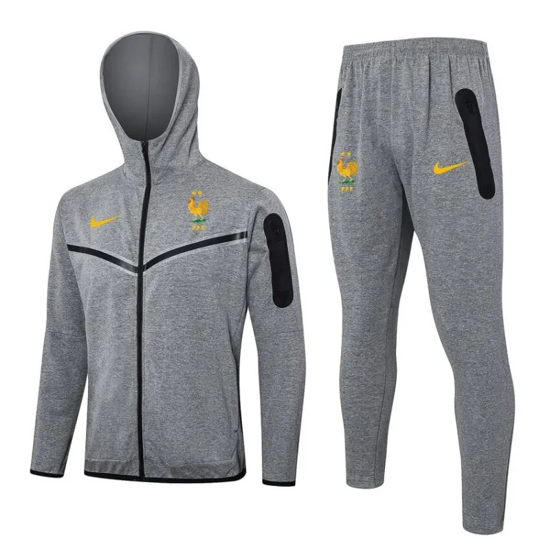 The French national team's 2024/25 hooded sportswear and pants - grey.