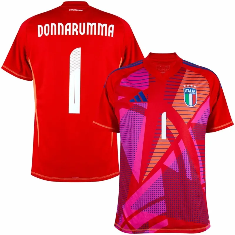 Donnarumma's Italy 2024/25 Goalkeeper Kids' Jersey - Red