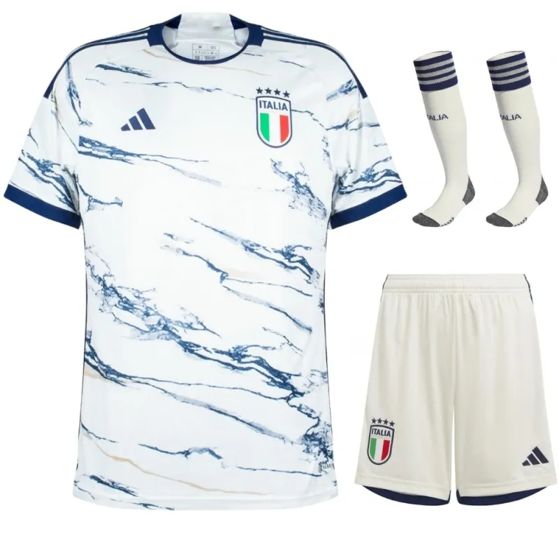 Italy's 2023/24 Away Kids' Jersey Set - White