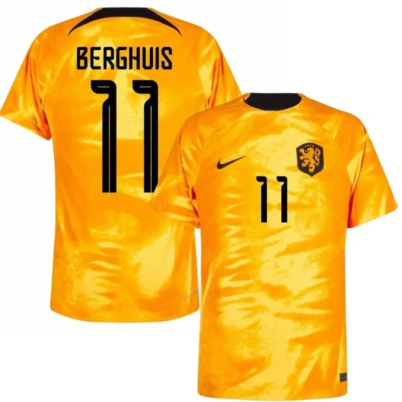 Berghuis' Netherlands 2022 FIFA World Cup home football jersey - orange