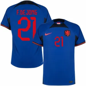 Frenkie de Jongs Auswärtstrikot der Niederlande für die FIFA Weltmeisterschaft 2022 - blau
