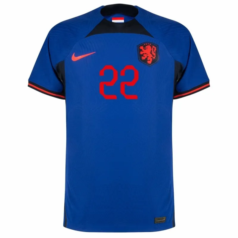 Dumfries' Auswärtstrikot der Niederlande für die FIFA Weltmeisterschaft 2022 - blau