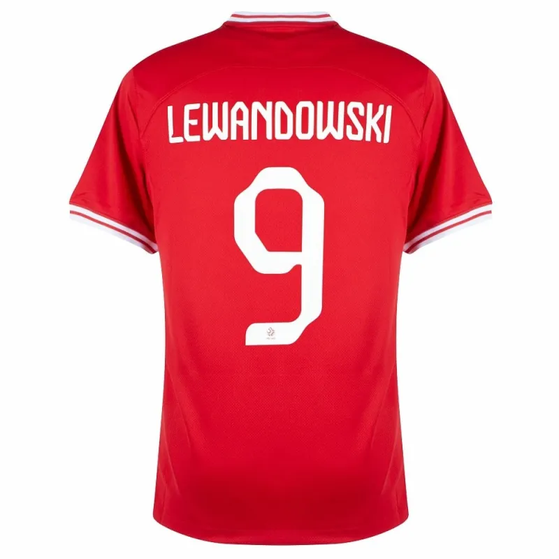 Lewandowski, das Auswärtspoloshirt von Polen für die Weltmeisterschaft 2022 - Rot