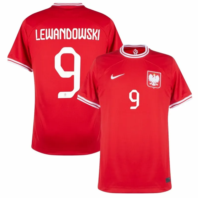 Lewandowski, das Auswärtspoloshirt von Polen für die Weltmeisterschaft 2022 - Rot