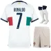 Ronaldo's Portugal 2022 World Cup Away Children's Jersey Set - White