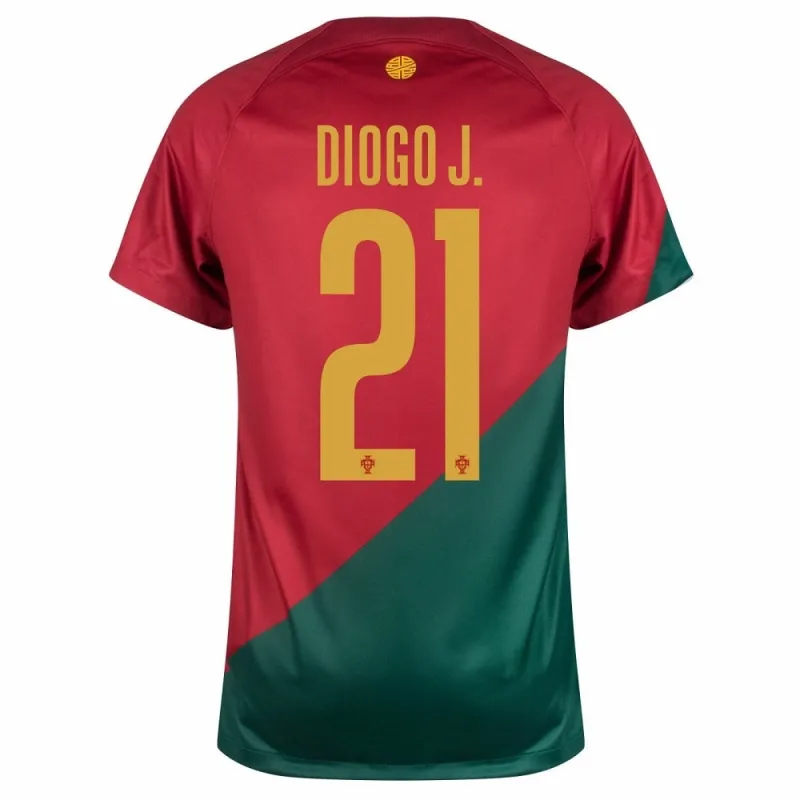 Diogo Jota's Portugal 2022 FIFA World Cup Home Jersey - Red and Green