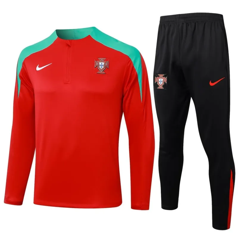 Abbigliamento sportivo a maniche lunghe + pantaloni del Portogallo 2024/25 - rosso