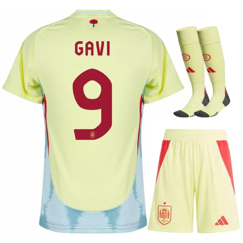 Ensemble de maillot d'extérieur pour enfants de l'Espagne de Gavi 2024/25 - Jaune