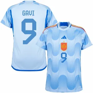 Gavi. Camiseta de fuera de España para la Copa del Mundo FIFA 2022 - Azul