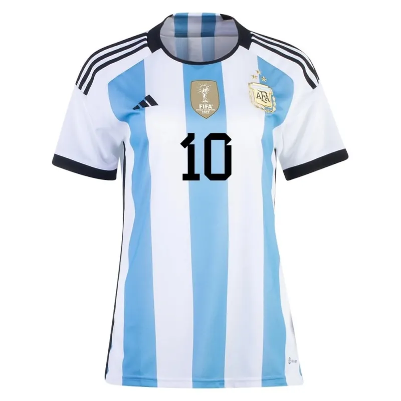 Messi, Camiseta femenina de Argentina 2022/23 con 3 estrellas (Azul celeste)