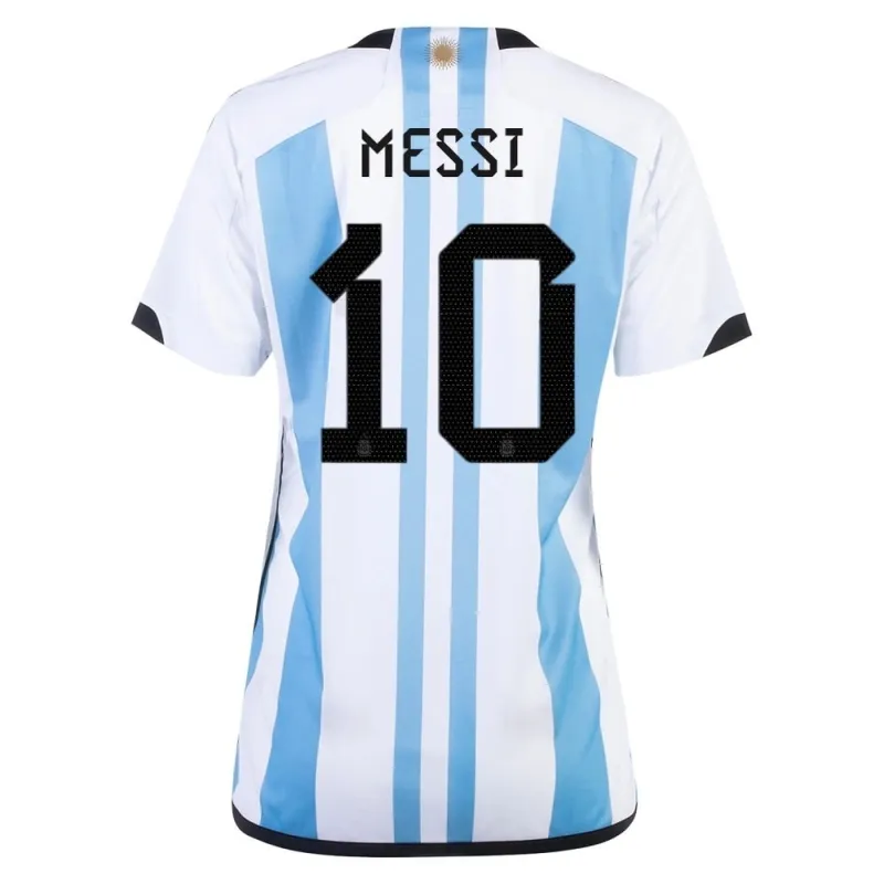 Messi, Camiseta femenina de Argentina 2022/23 con 3 estrellas (Azul celeste)
