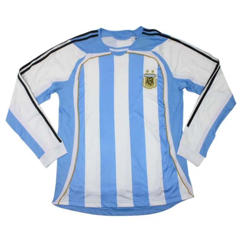 Argentina Long-sleeved 2006 Home Jersey (Blue and White)