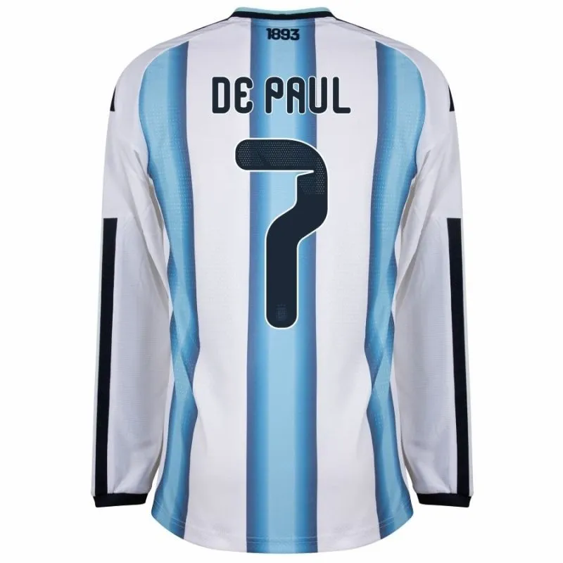 Argentina DE PAUL 2026/27 Home Long Sleeve Jersey - Blue/White