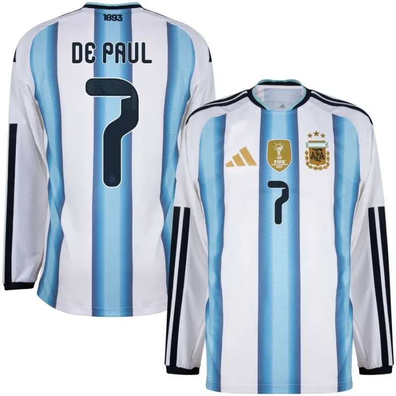 Argentina DE PAUL 2026/27 Home Long Sleeve Jersey - Blue/White